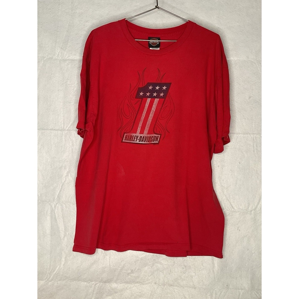 Harley-Davidson Outer Banks NC Flame #1 Graphic T-Shirt Men's 2XL Red